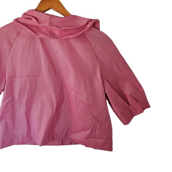 Samuel Dong Pink Glam Party Ruffle‎ 3/4 Sleeve Cropped Jacket L Large - Picture 13 of 13